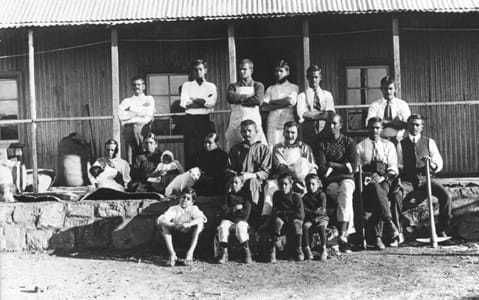 Pioneer settlers of Tolstoy Farm, 1910. Standing from right