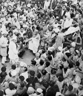 Gandhi on the way to see the Viceroy at Simla. June 1945.