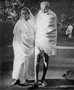 On his morning walk with Maniben Patel at Panchagani, July 1944.