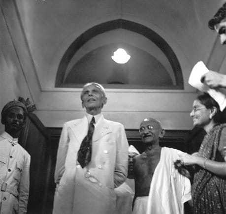 With Muslim leader Muhammed Ali Jinnah at Mumbai, September 1944.