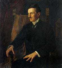 Blue Portrait of Nikola Tesla