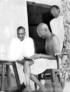 Mahatma Gandhi with Jamnalal Bajaj, Satyagraha Ashram, Wardha, 1934.