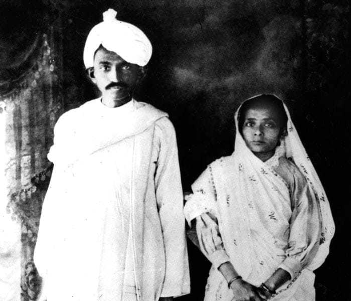 Mohandas K. Gandhi with his wife, Kasturba, on their return to India from South Africa in 1915.