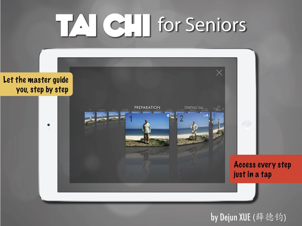 Dejun Xue, Tai Chi per senior, passo dopo passo, app