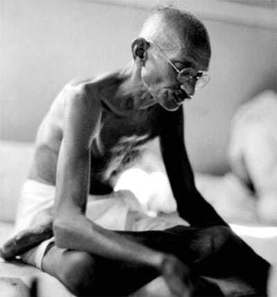 Mahatma Gandhi in Mani Bhavan, Mumbai, 1934.