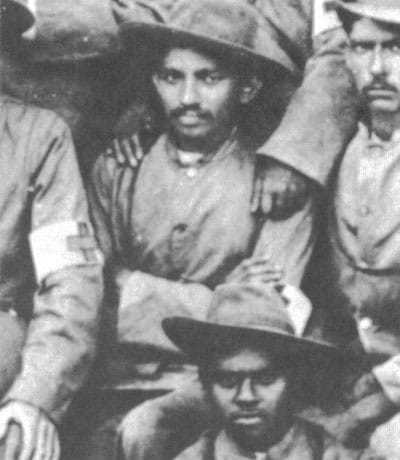 Mahatma Gandhi with the stretcher-bearers of the Indian Ambulance Corps during the Boer War, South-Africa