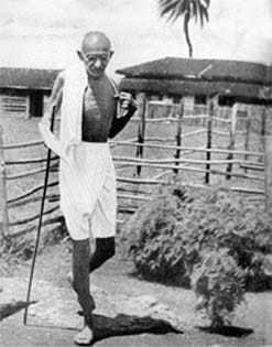 Gandhi on the ashram precincts, Segaon, January 1938.