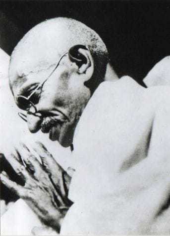 Gandhi at a discussion, 1936.