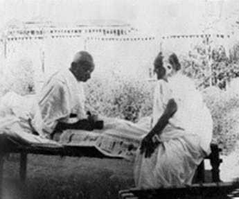 Gandhi and Kasturba at Segaon. January 1938.