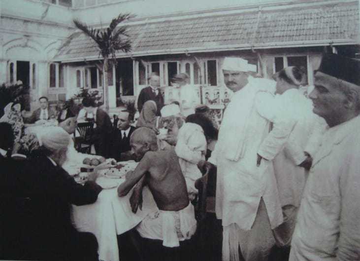 Mohandas Gandhi at Garden party. 1924.