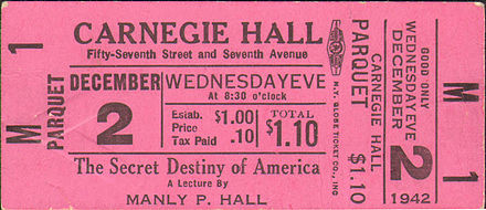 MPH Carnegie Hall ticket - 1942