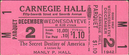 MPH Carnegie Hall ticket - 1942